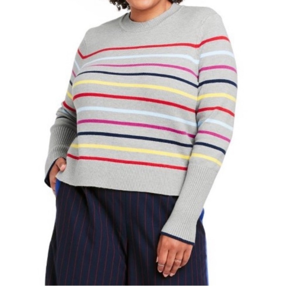 La Ligne x Target Multicolor Stripes Crew Neck Cashmere Blend Sweater Women 1X‎